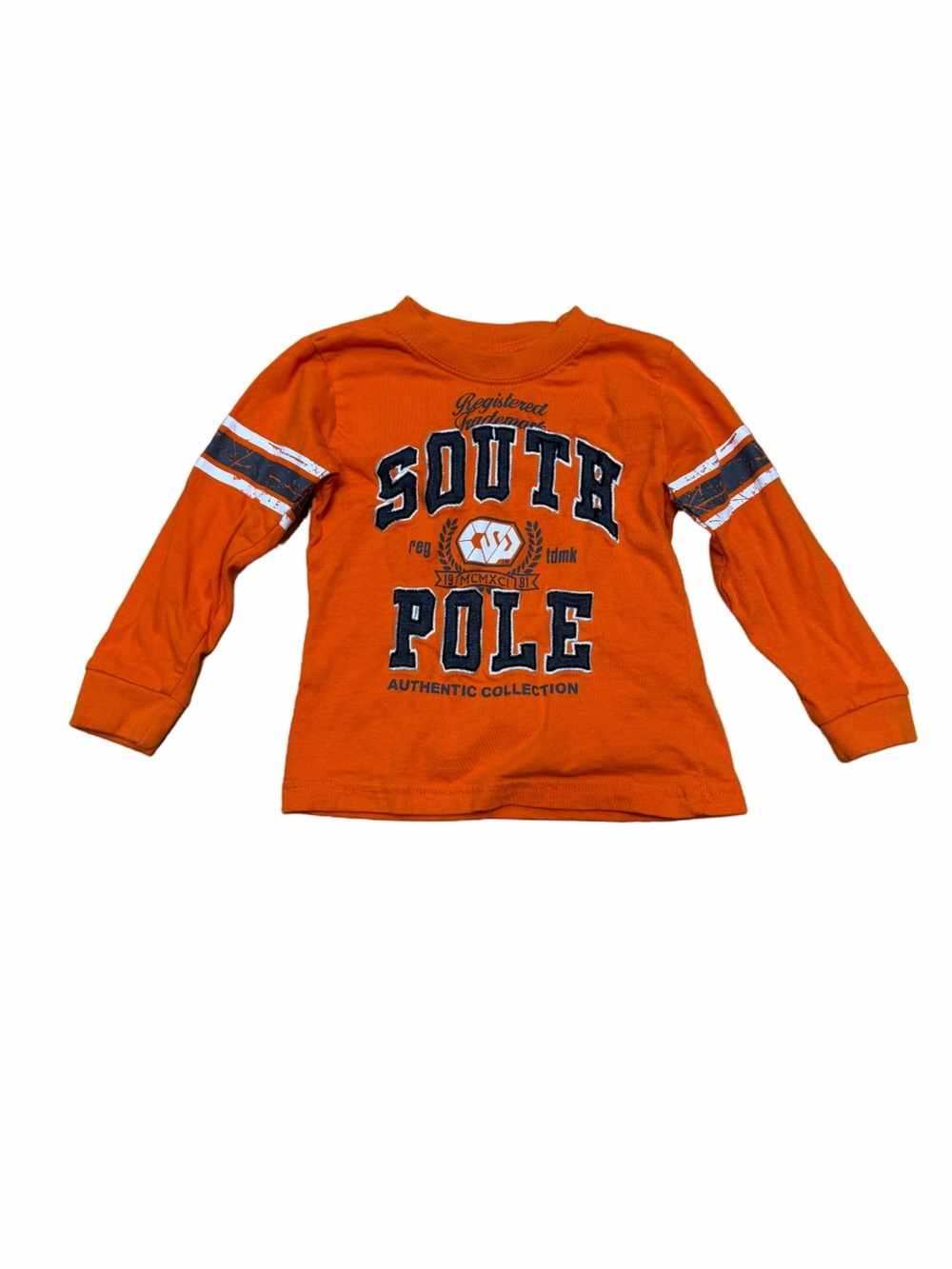 Southpole Boys 3T Orange Long Sleeve Varsity Graphic Shirt Streetwear Logo Tee
